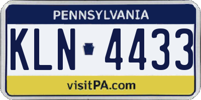 PA license plate KLN4433