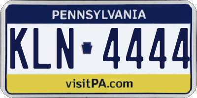 PA license plate KLN4444
