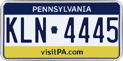 PA license plate KLN4445