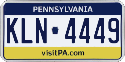 PA license plate KLN4449