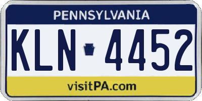 PA license plate KLN4452