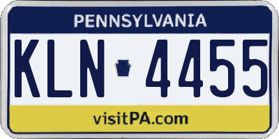 PA license plate KLN4455