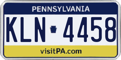 PA license plate KLN4458