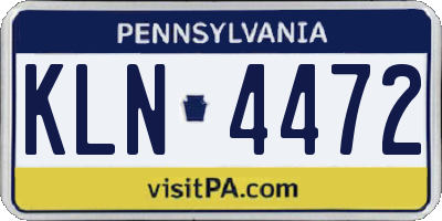 PA license plate KLN4472