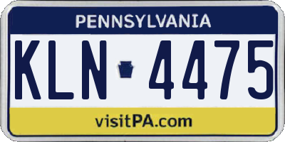 PA license plate KLN4475