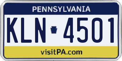 PA license plate KLN4501