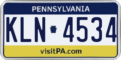 PA license plate KLN4534