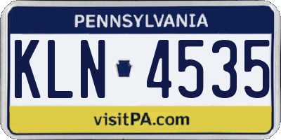 PA license plate KLN4535