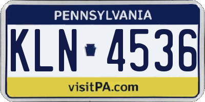 PA license plate KLN4536