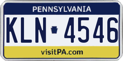 PA license plate KLN4546