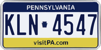 PA license plate KLN4547