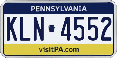 PA license plate KLN4552