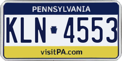 PA license plate KLN4553