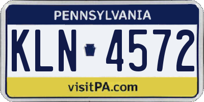 PA license plate KLN4572