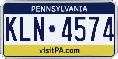 PA license plate KLN4574