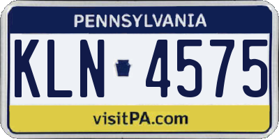 PA license plate KLN4575