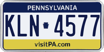 PA license plate KLN4577