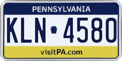 PA license plate KLN4580