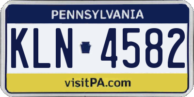 PA license plate KLN4582