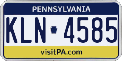 PA license plate KLN4585