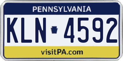 PA license plate KLN4592