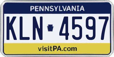 PA license plate KLN4597