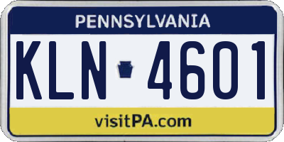 PA license plate KLN4601