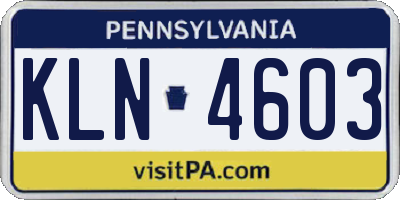 PA license plate KLN4603