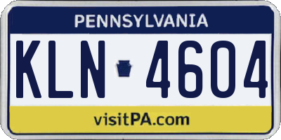 PA license plate KLN4604