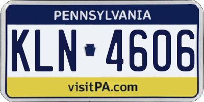 PA license plate KLN4606