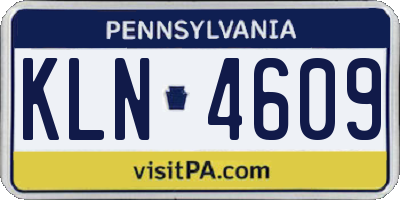 PA license plate KLN4609