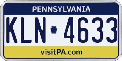 PA license plate KLN4633