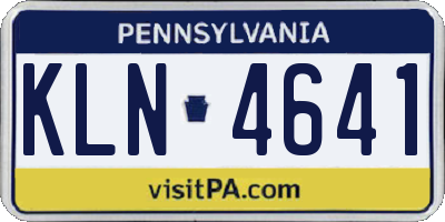 PA license plate KLN4641