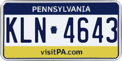 PA license plate KLN4643