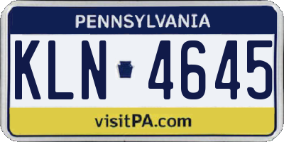 PA license plate KLN4645
