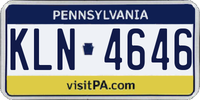 PA license plate KLN4646