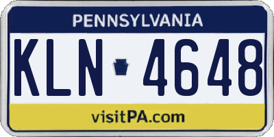 PA license plate KLN4648