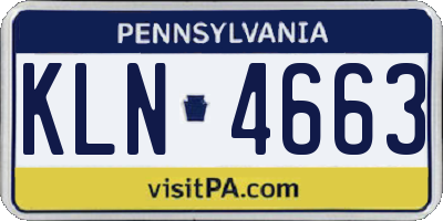 PA license plate KLN4663