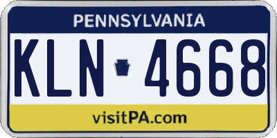 PA license plate KLN4668