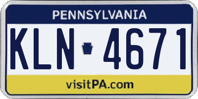 PA license plate KLN4671