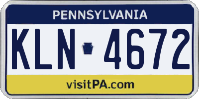 PA license plate KLN4672