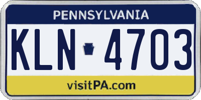 PA license plate KLN4703