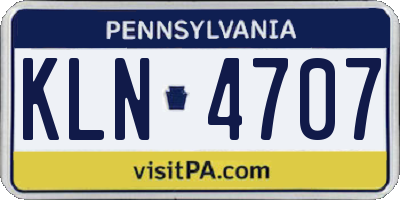 PA license plate KLN4707
