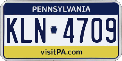PA license plate KLN4709