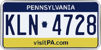 PA license plate KLN4728