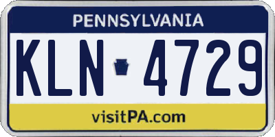 PA license plate KLN4729