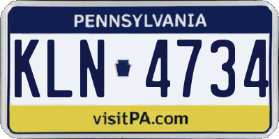 PA license plate KLN4734
