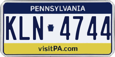 PA license plate KLN4744