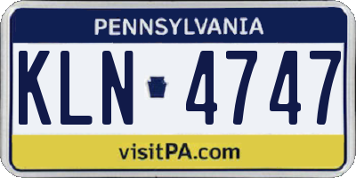 PA license plate KLN4747