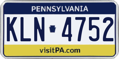 PA license plate KLN4752